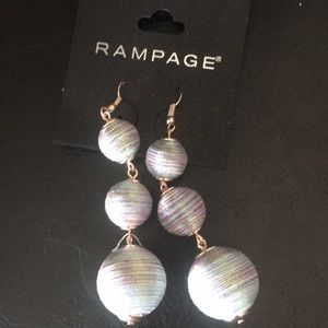 Rampage blue metallic balls 3 tier earrings